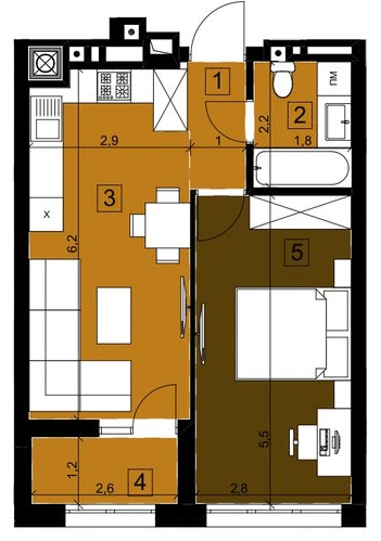 1-кімнатна 41.52 м² в ЖК Парус Riverside від 16 400 грн/м², Ужгород