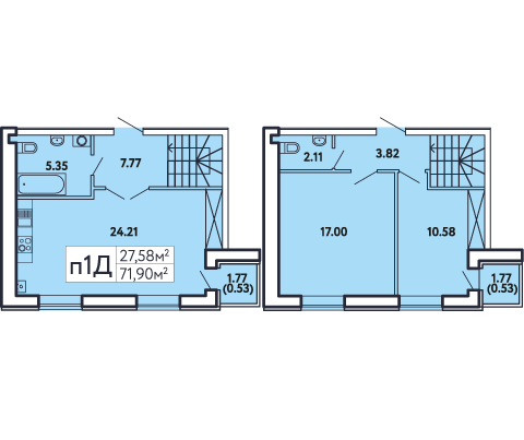 Дворівнева 71.9 м² в ЖК Comfort City від 25 000 грн/м², Запоріжжя