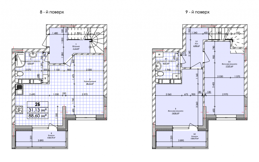 Дворівнева 88.6 м² в ЖК Бережанський від 28 000 грн/м², Київ