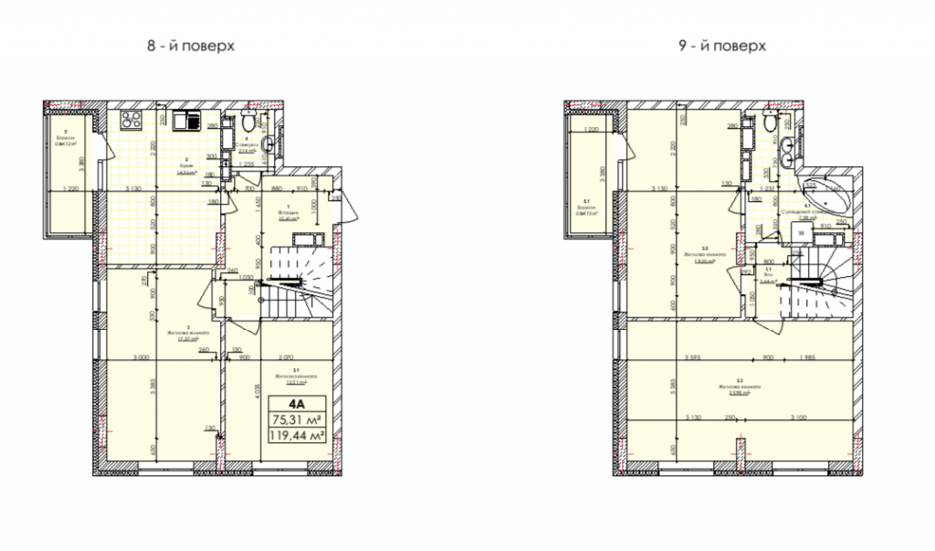 Дворівнева 119.44 м² в ЖК Бережанський від 28 000 грн/м², Київ