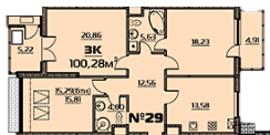 3-кімнатна 100.28 м² в ЖК Бородіно від 21 900 грн/м², Запоріжжя