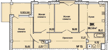 3-кімнатна 98.56 м² в ЖК Бородіно від 21 900 грн/м², Запоріжжя