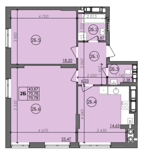 2-кімнатна 70.78 м² в ЖК Panorama від 21 000 грн/м², Луцьк