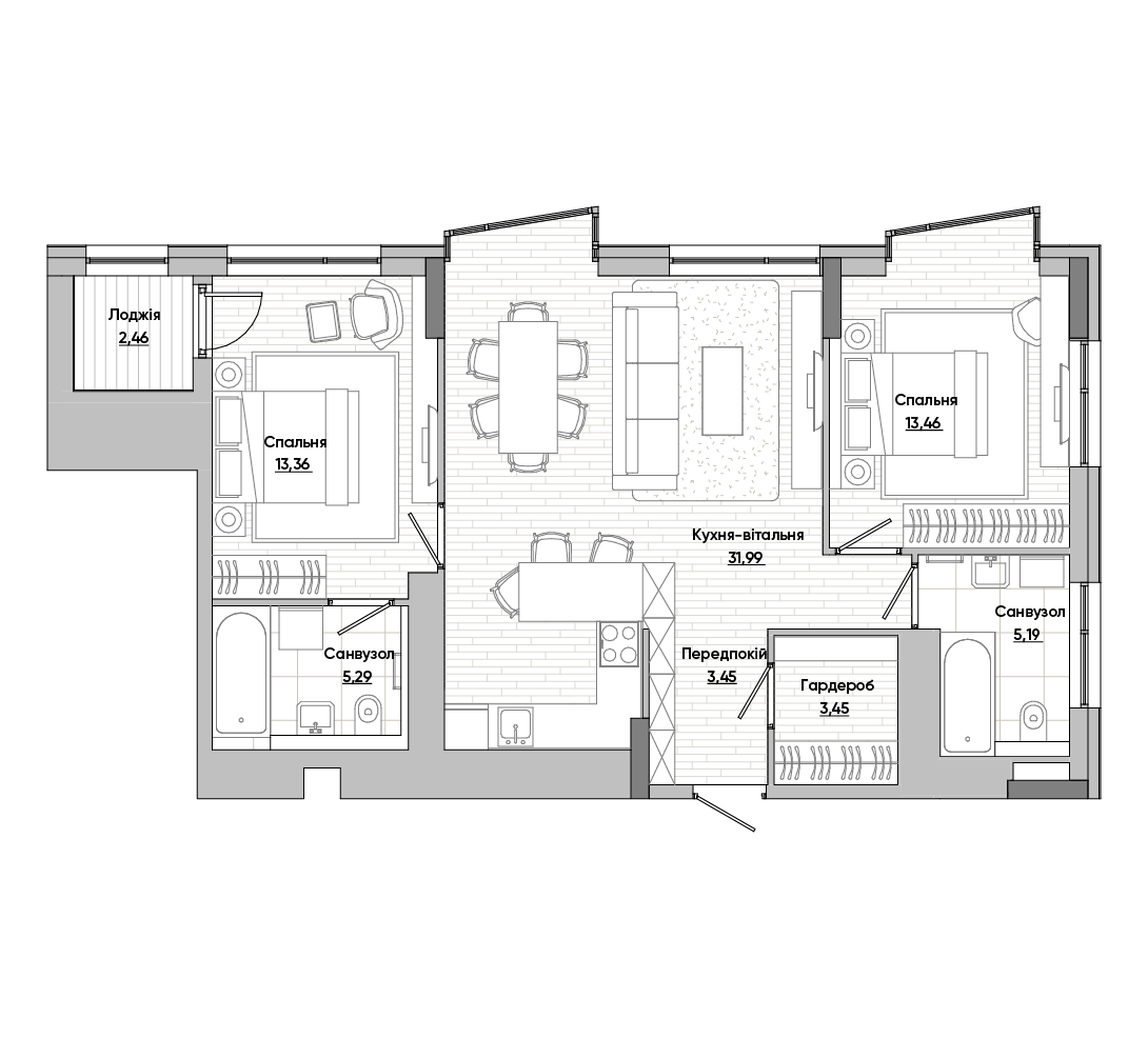 2-комнатная 78.66 м² в ЖК Lucky Land от 38 891 грн/м², Киев