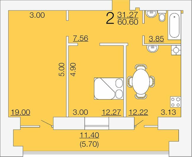 2-комнатная 60.6 м² в ЖК Апельсин от 19 200 грн/м², Николаев