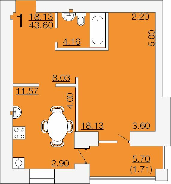 1-комнатная 43.6 м² в ЖК Апельсин от 19 200 грн/м², Николаев