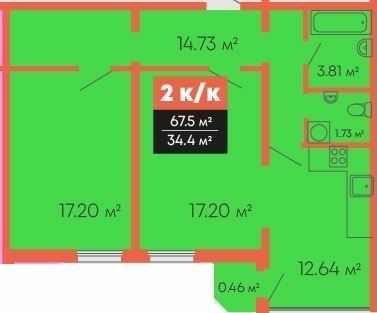 2-кімнатна 67.5 м² в Мкрн Цивільний посад від 14 300 грн/м², Миколаїв