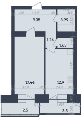 1-комнатная 52.55 м² в ЖК Династия от 24 000 грн/м², Полтава