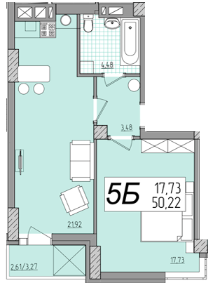 1-кімнатна 50.22 м² в ЖК Олімп від 18 200 грн/м², Рівне