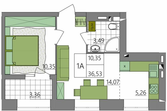 1-кімнатна 36.53 м² в ЖК Синергія Light від 14 000 грн/м², Рівне