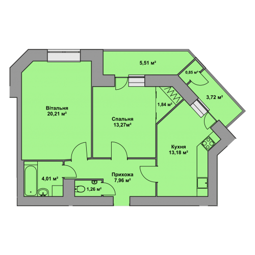 2-кімнатна 69.97 м² в ЖК Східна Брама від 16 200 грн/м², Тернопіль