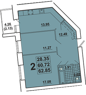 2-комнатная 62.85 м² в ЖК Галичина от 18 000 грн/м², Тернополь