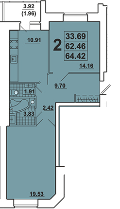 2-комнатная 64.42 м² в ЖК Галичина от 20 000 грн/м², Тернополь