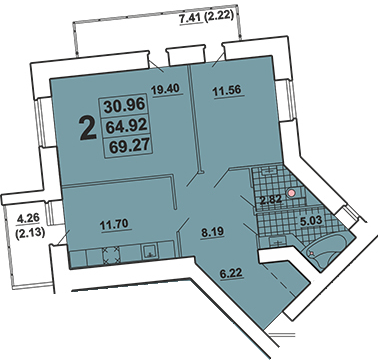2-комнатная 69.27 м² в ЖК Галичина от 20 000 грн/м², Тернополь