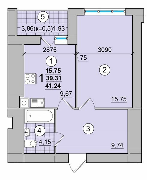 1-комнатная 41.24 м² в ЖК на Масанах от 12 900 грн/м², Чернигов