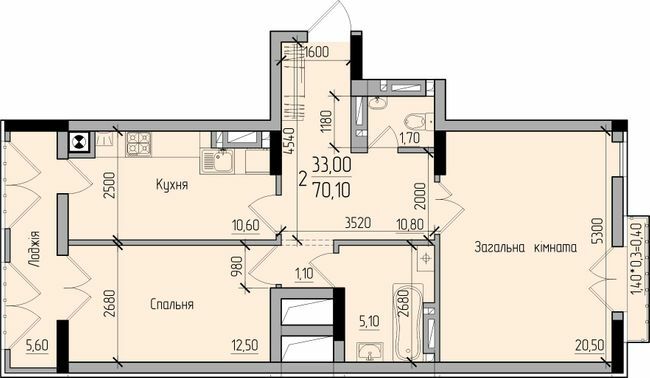 2-комнатная 70.1 м² в ЖК Comfort Hall от 15 650 грн/м², Черновцы
