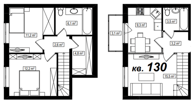 Двухуровневая 69.3 м² в ЖК Амстердам от 15 800 грн/м², с. Белогородка