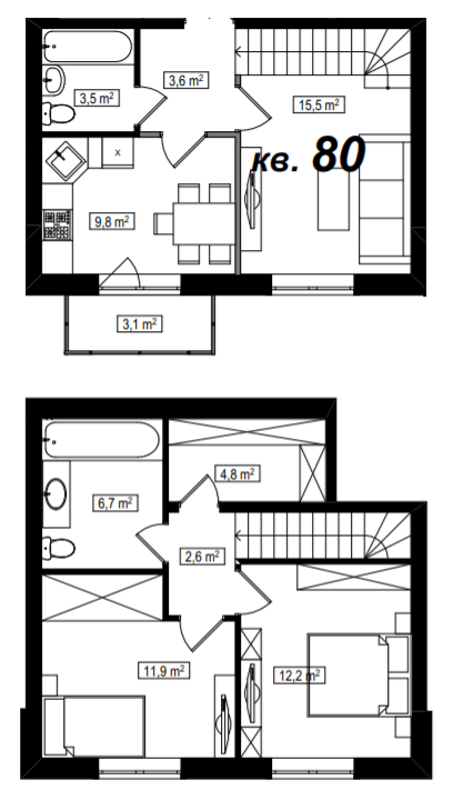 Двухуровневая 71.5 м² в ЖК Амстердам от 15 800 грн/м², с. Белогородка