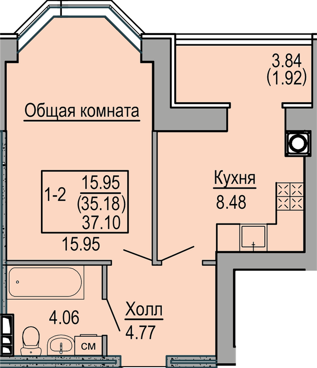 1-комнатная 37.1 м² в ЖК Софиевская сфера от 30 500 грн/м², с. Софиевская Борщаговка
