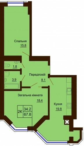 2-комнатная 67.8 м² в ЖК София Сити от 33 000 грн/м², с. Софиевская Борщаговка