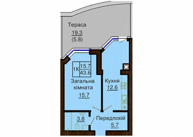 1-комнатная 43.6 м² в ЖК София Сити от 28 000 грн/м², с. Софиевская Борщаговка