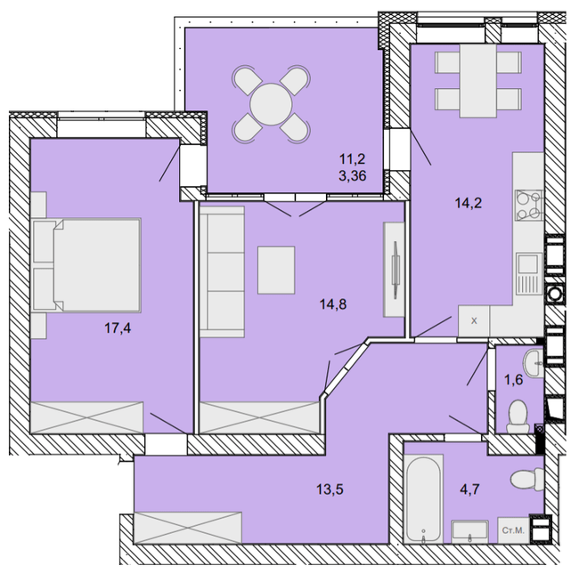 2-кімнатна 69.56 м² в ЖК Найкращий квартал від 27 400 грн/м², м. Ірпінь