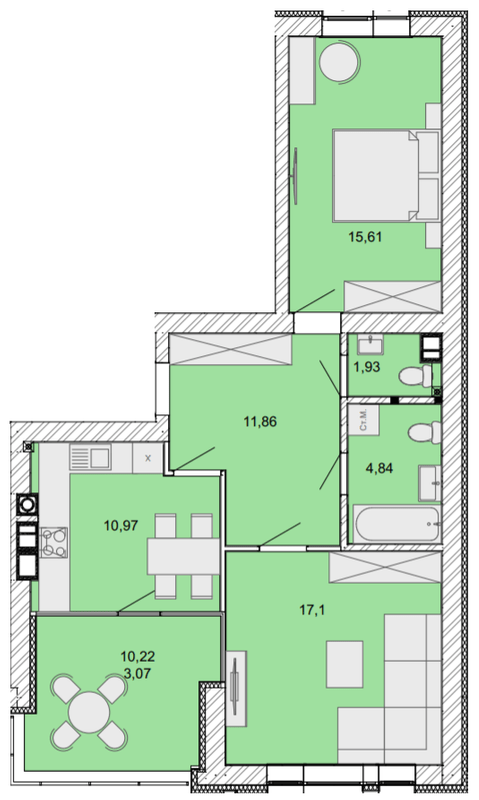 2-кімнатна 65.38 м² в ЖК Найкращий квартал від 27 400 грн/м², м. Ірпінь