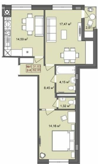 2-комнатная 62.85 м² в ЖК RedWood от 23 750 грн/м², пгт Брюховичи