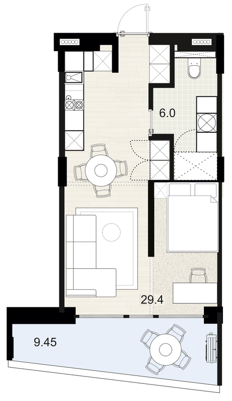 1-кімнатна 35.4 м² в ЖК Primorsky Residence від 20 950 грн/м², м. Южне