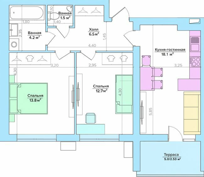 2-кімнатна 59.7 м² в ЖК Vesna від 20 400 грн/м², Запоріжжя