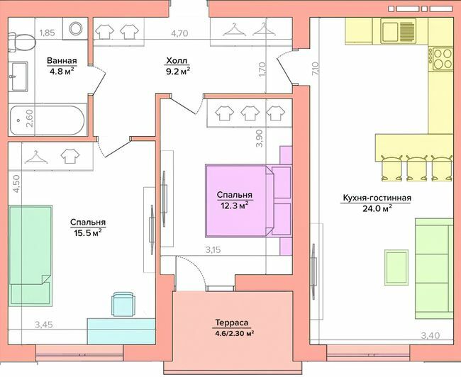 2-кімнатна 68.1 м² в ЖК Vesna від 20 400 грн/м², Запоріжжя