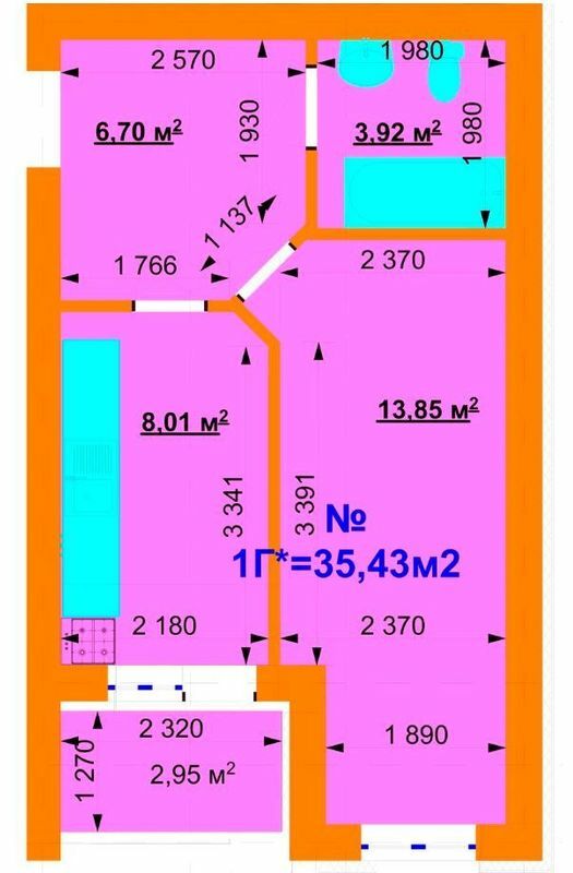 1-кімнатна 35.43 м² в ЖК Grand Comfort від 13 800 грн/м², с. Михайлівка-Рубежівка