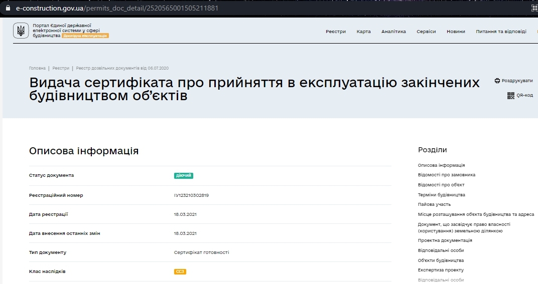 Сертифікат про готовність Дом 3, ЖК Svitlo Park