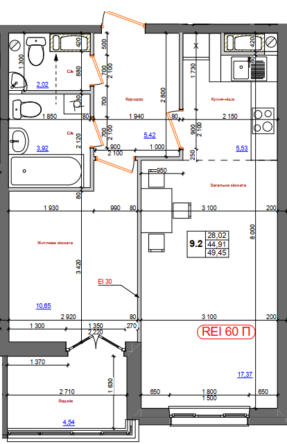 2-кімнатна 49.45 м² в ЖК на вул. Петлюри, 28 від 21 800 грн/м², м. Бровари