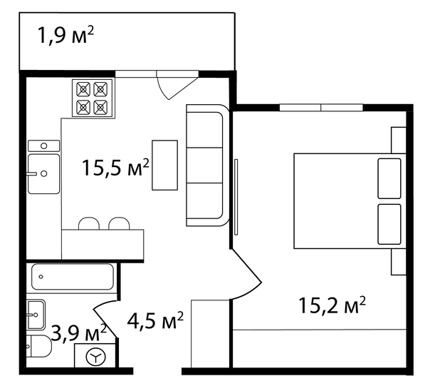 1-кімнатна 41 м² в ЖК Grand Hills від 23 800 грн/м², Ужгород