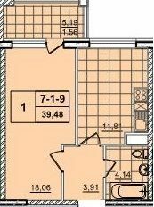 1-комнатная 39.48 м² в ЖК 52 Жемчужина (Pechersk Plaza) от 67 600 грн/м², Киев