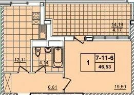1-комнатная 46.53 м² в ЖК 52 Жемчужина (Pechersk Plaza) от 73 800 грн/м², Киев