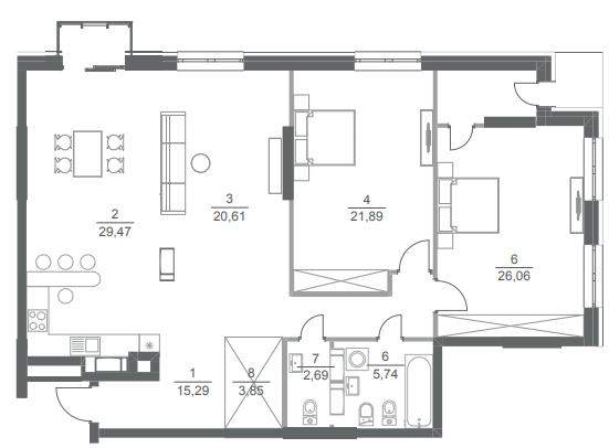 3-кімнатна 125.6 м² в ЖК Greenville Park від 49 550 грн/м², Київ