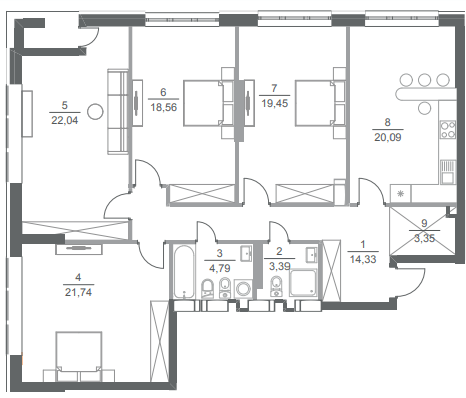 4-кімнатна 127.7 м² в ЖК Greenville Park від 60 500 грн/м², Київ