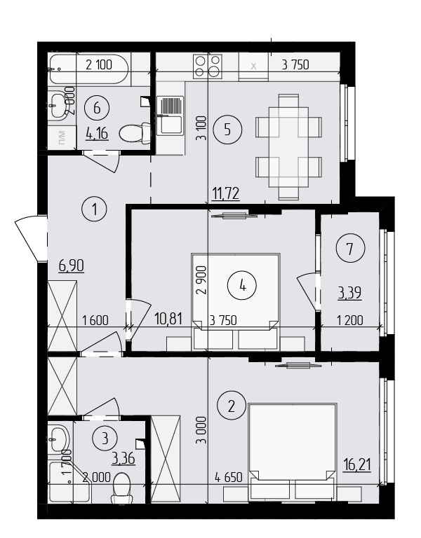 2-кімнатна 56.55 м² в ЖК Praga-2 від 19 500 грн/м², Київ