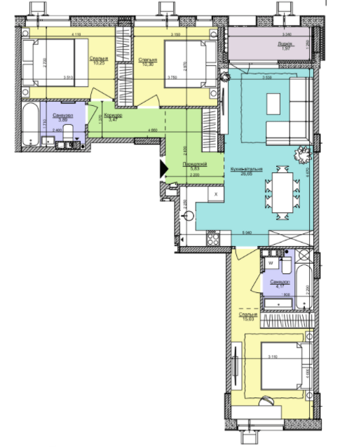 3-кімнатна 81.56 м² в ЖК Комфорт Таун від 52 650 грн/м², Київ