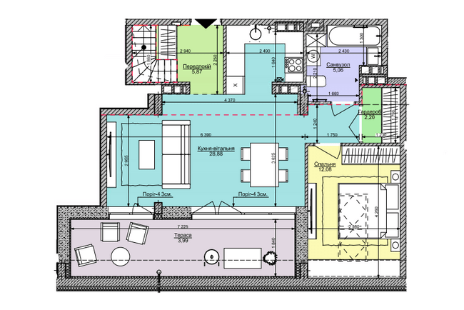 2-комнатная 58.08 м² в ЖК Комфорт Таун от 45 700 грн/м², Киев