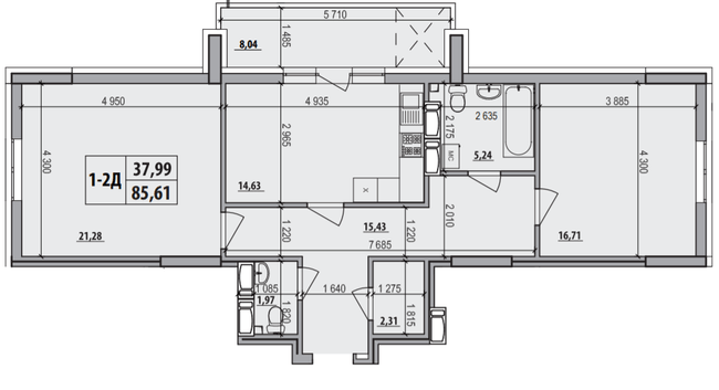 3-комнатная 85.61 м² в ЖК Русановская Гавань от 28 700 грн/м², Киев