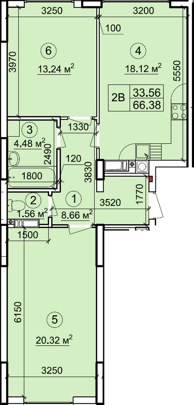 2-кімнатна 66.38 м² в ЖК Петрівський квартал від 15 500 грн/м², с. Святопетрівське