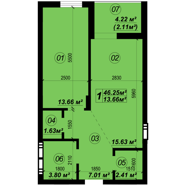 1-кімнатна 46.25 м² в ЖК Verba від 19 250 грн/м², смт Глеваха