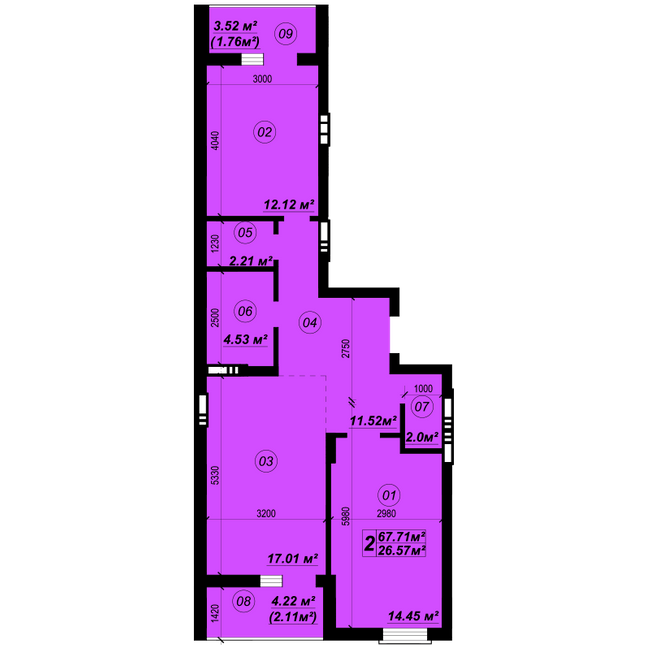 2-кімнатна 67.71 м² в ЖК Verba від 21 500 грн/м², смт Глеваха