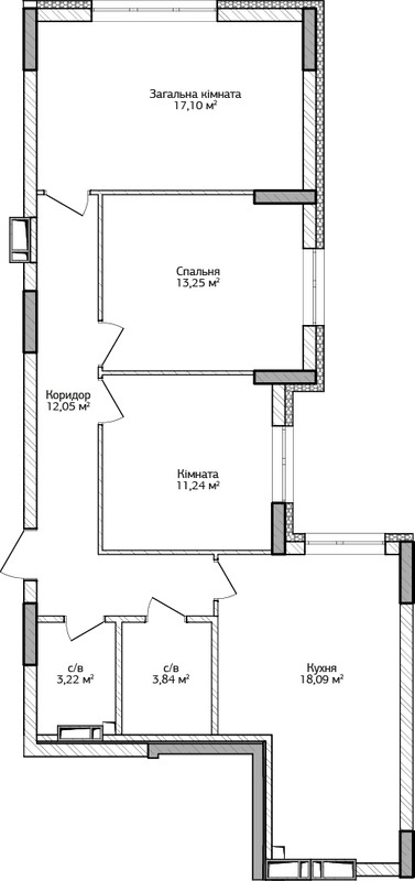 3-кімнатна 78.79 м² в ЖК City Park від 18 000 грн/м², м. Ірпінь