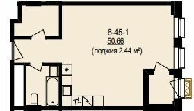 Свободная планировка 50.66 м² в ЖК DeLight Hall от 34 200 грн/м², Днепр