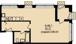 Свободная планировка 61.17 м² в ЖК DeLight Hall от 40 200 грн/м², Днепр