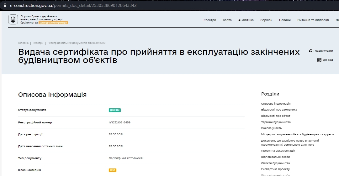 Сертифікат про готовність 4 дом, ЖК Гідропарк